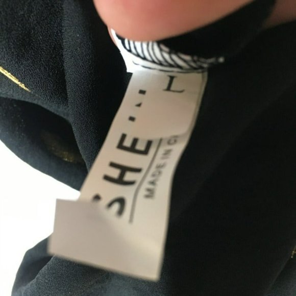 Shein Womens Black Blouse Gold Spots Large NEW - Picture 5 of 8